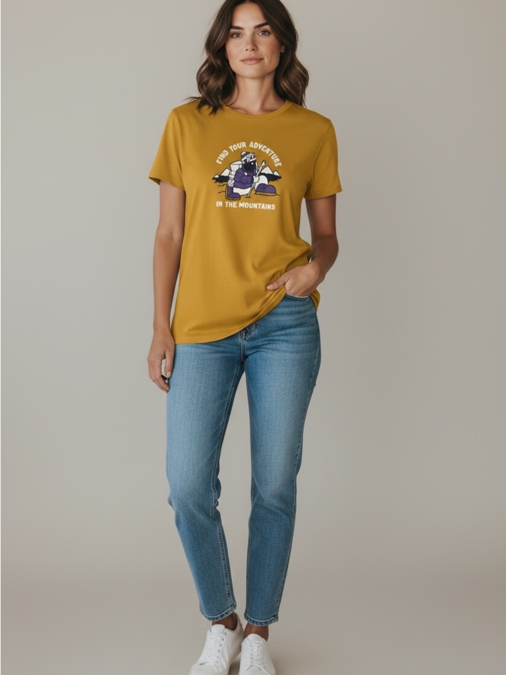 tentree Mustard Yellow Graphic Tee super soft Size Medium NWT